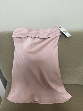Princess Polly Blush Satin Ruffle-Waist Midi Skirt